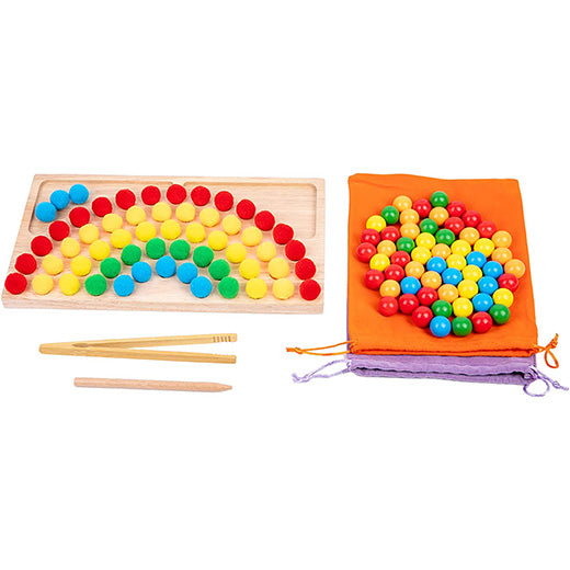 Wooden Peg Balls Rainbow Beads Game