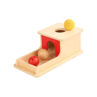 Object Permanence Box with Tray Three Balls(Wood,Plastic,Braided)