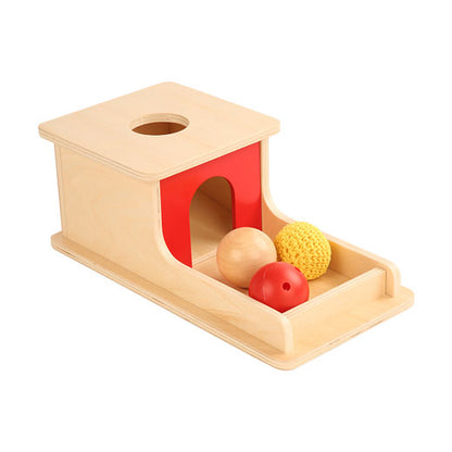 Object Permanence Box with Tray Three Balls(Wood,Plastic,Braided)