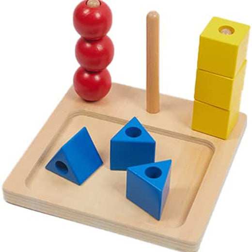 Colored Cubes on Wooden Peg Toys