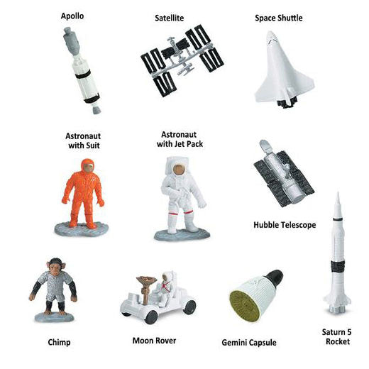 Spaceship tools and astronaut models